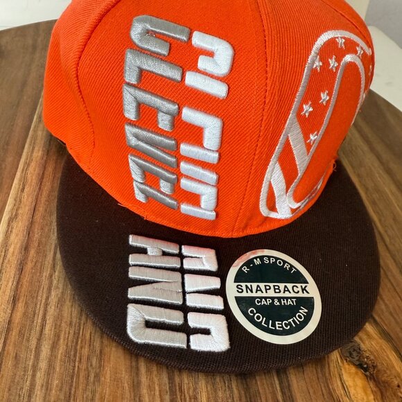 Cleveland Browns Snapback Hat Embroidered Logo Cap Big C Orange Brown New Tags - Picture 14 of 16